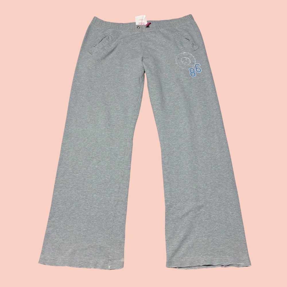 Victoria's Secret PINK Heather Gray Wide Leg Sweatpants 86 Logo Small
